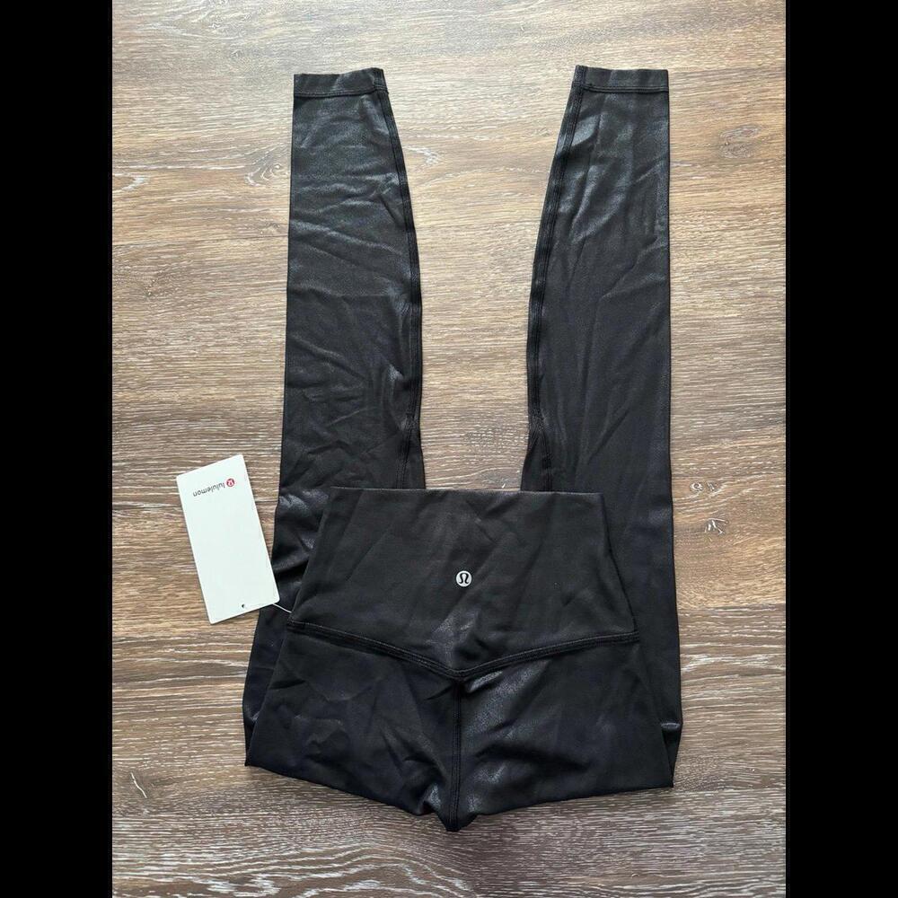 Lululemon Align High Rise 28” Shine Radiate Foil Black Size 2 NWT - Picture 2 of 7
